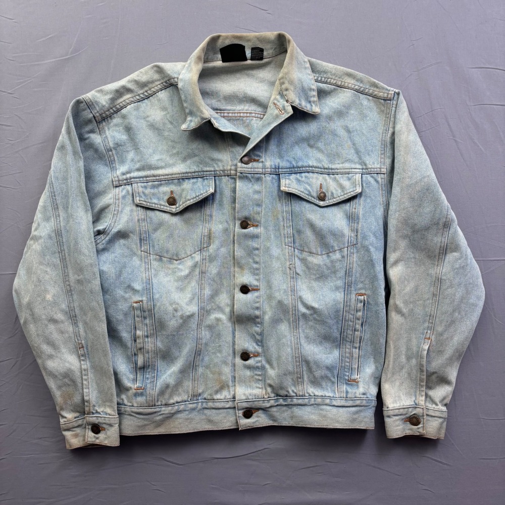 Stefano Man Vintage Light Wash Denim Trucker Jacket Mens Medium 100% Cotton